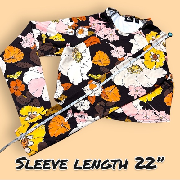 🎉HP🎉 EUC Quicksilver Retro Floral Rash Guard and Bikini Bottom Set. Size Small - Picture 13 of 14